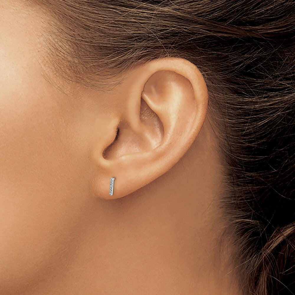 14k White Gold Diamond Initial I Stud Earrings Gift for Women