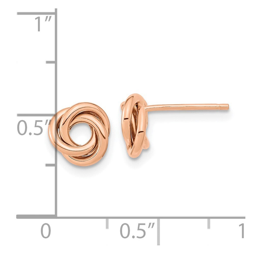 14k Rose Gold Polished Love Knot Stud Earrings