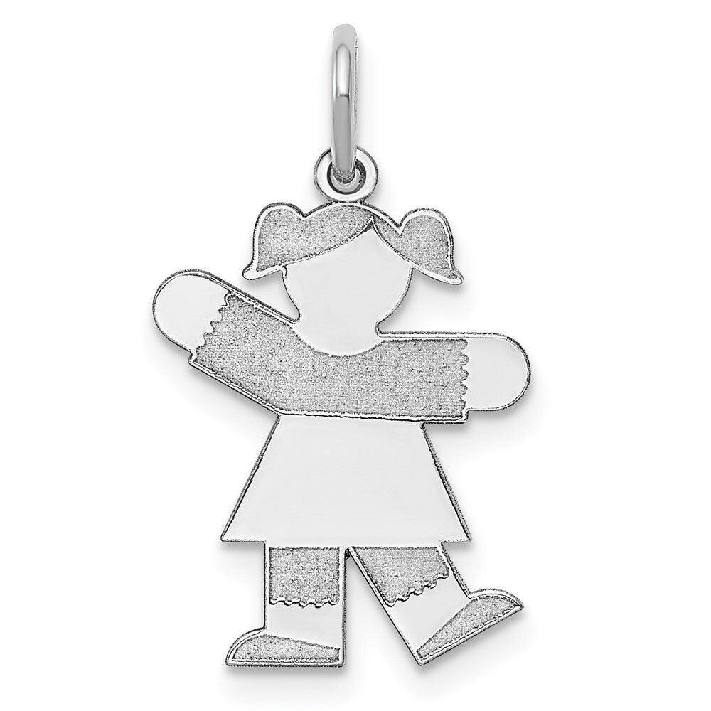 14k White Gold Kid Charm Pendant for Women