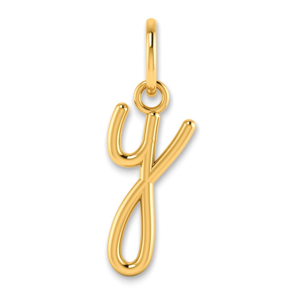 14k Yellow Gold Lower case Letter Y Initial Charm Pendant for Women