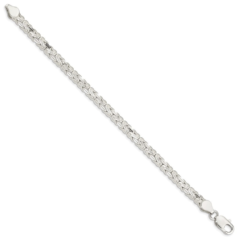 Sterling Silver Polished Back/Satin Diamond-Cut Front Fancy Byzantine Bracelet