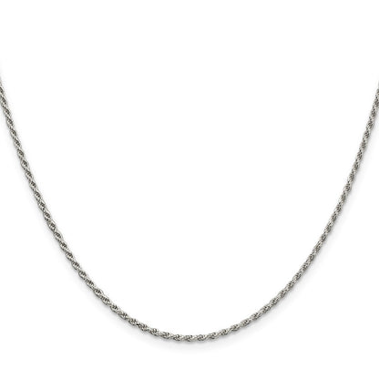 Sterling Silver Rhodium-plated 1.7mm Diamond-cut Rope Chain Necklace