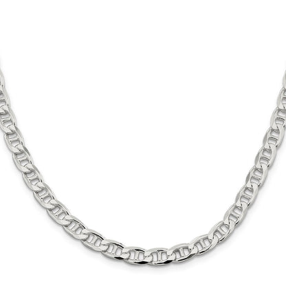 Sterling Silver 6.5mm Diamond-cut Flat Anchor Curb Chain