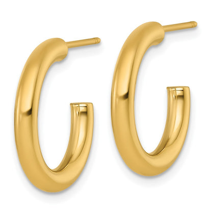 14k Yellow Gold Polished 3.0 x 20mm Tube C-Hoop Earrings