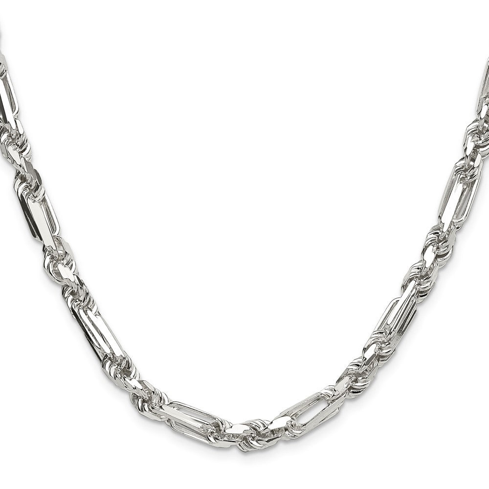 Sterling Silver 6mm Diamond-Cut Figarope Chain Necklace