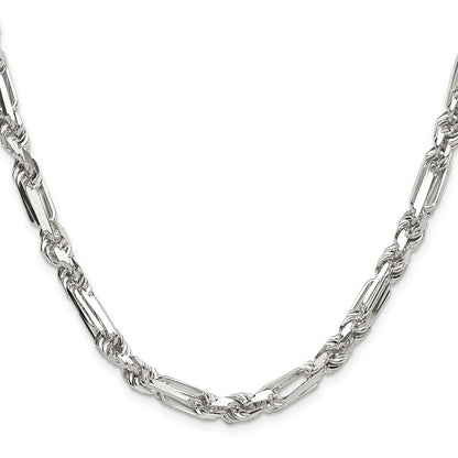 Sterling Silver 6mm Diamond-Cut Figarope Chain Necklace