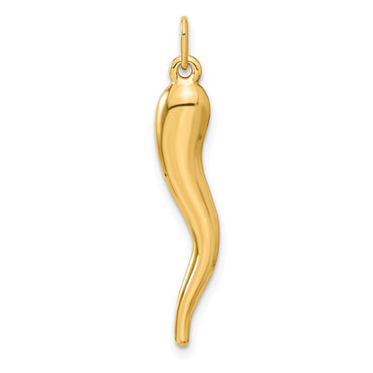 14k Yellow Gold 3D Italian Horn Charm