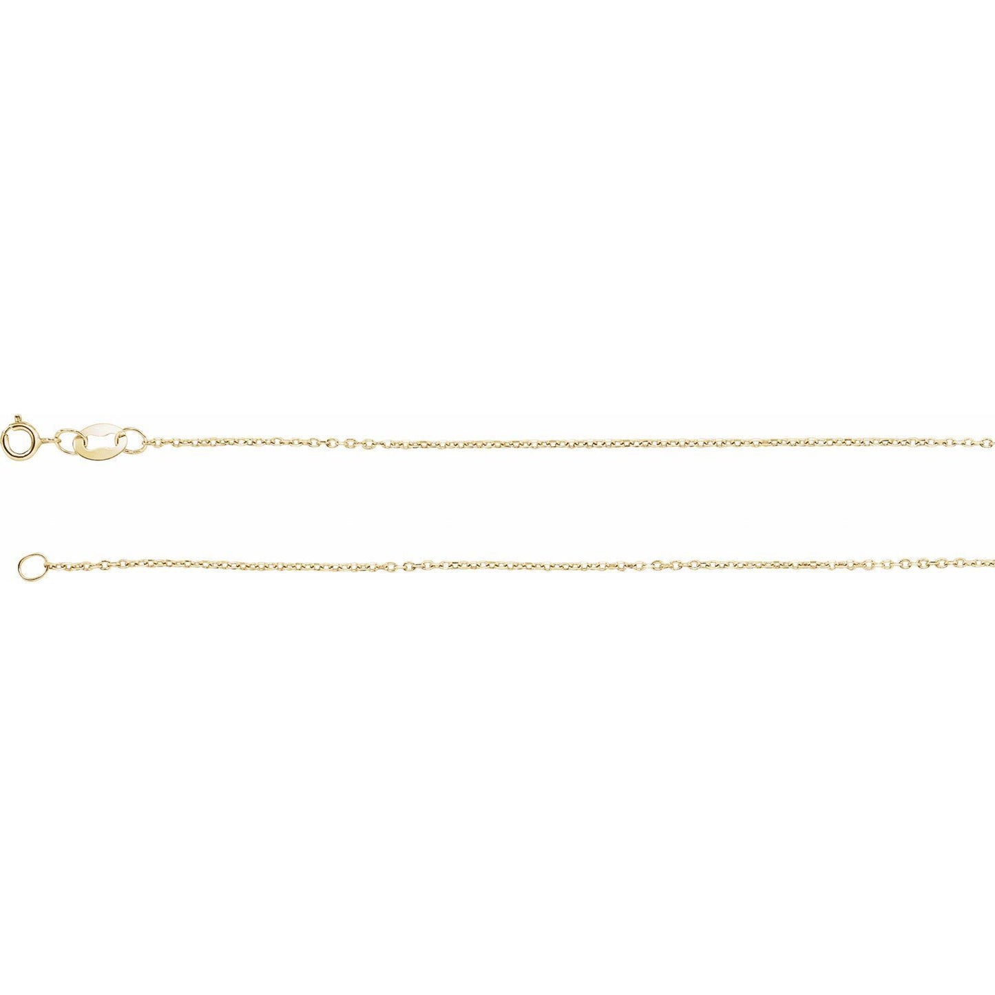 14k Yellow Gold 1 mm Diamond-Cut Cable 18" Chain Necklace Fine Gift for Women