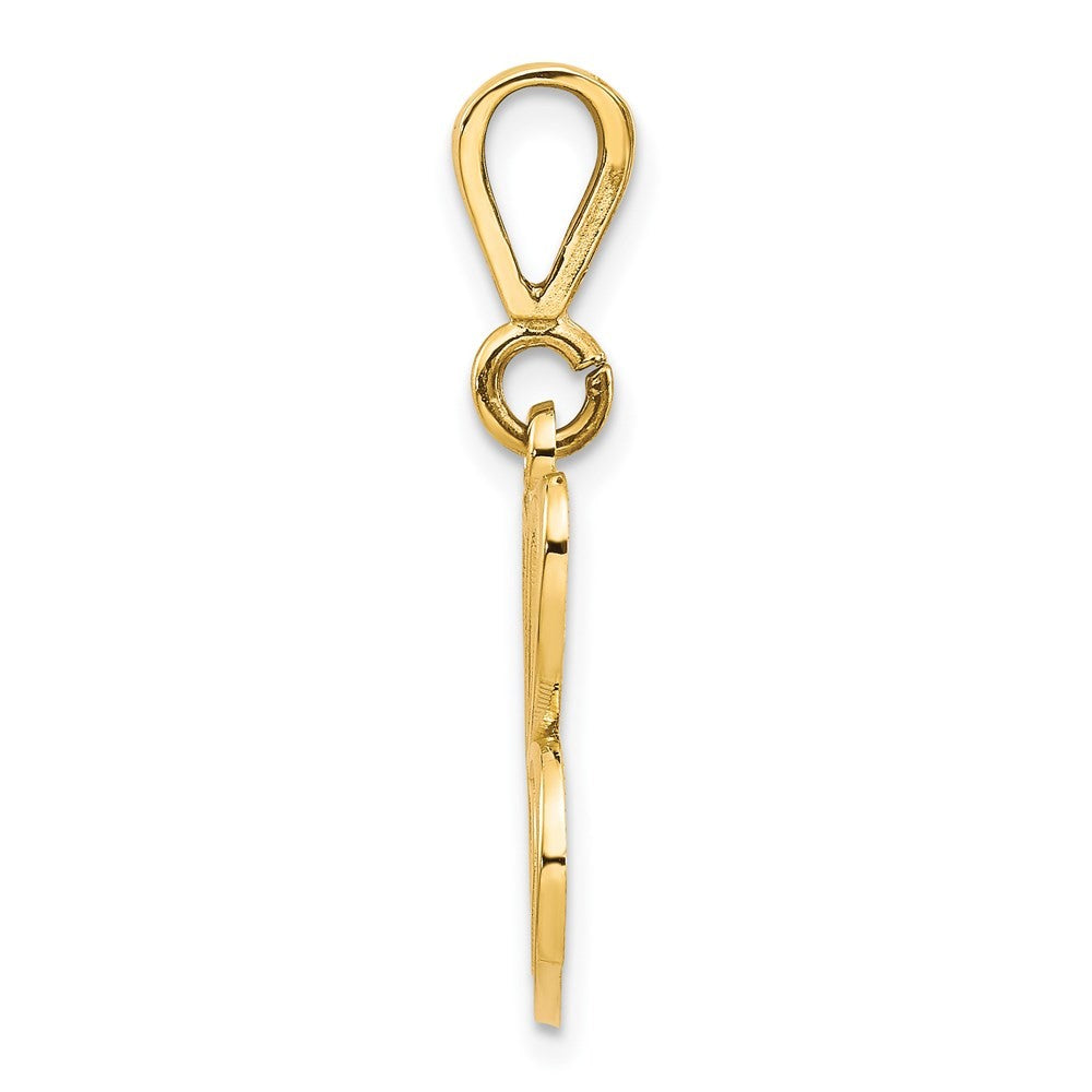 14k Yellow Gold Polished Script Filigree Letter C Initial Pendant
