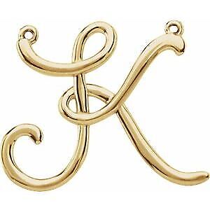 14k Yellow Gold Script Initial K Necklace Center Gift for Women