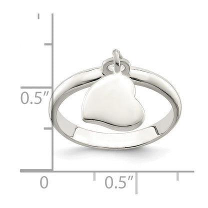 Sterling Silver Dangle Heart Ring Size 7