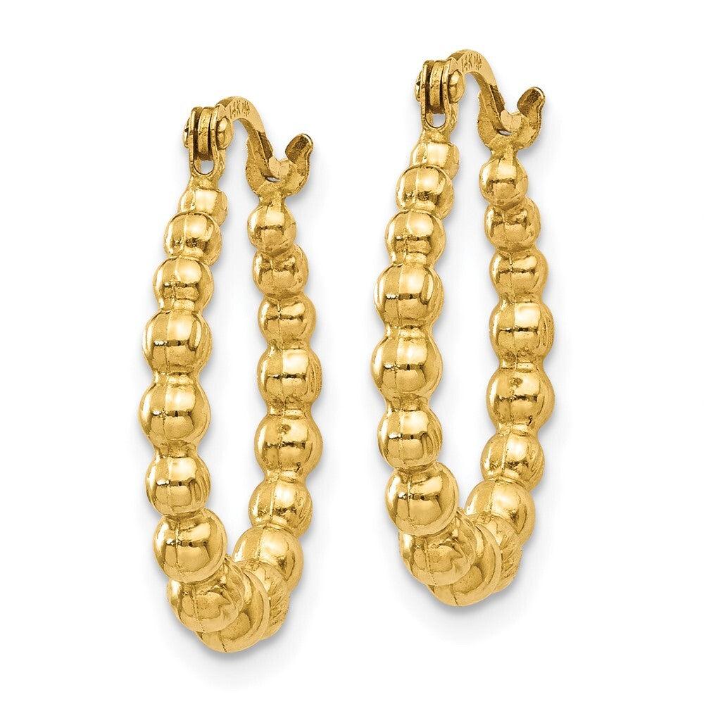 14k Yellow Gold Beaded Hoop Earrings Gift for Women
