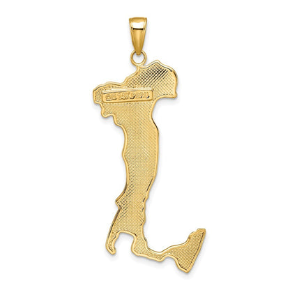 14k Yellow Gold Large Map with ITALY Pendant