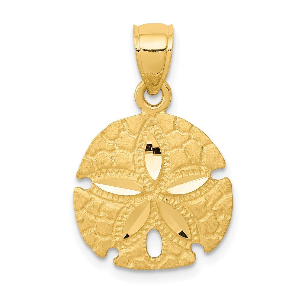 14k Yellow Gold Sand Dollar Pendant for Women