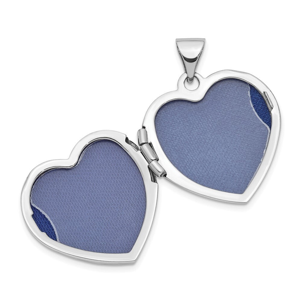 14k White Gold Hearts & LOVE Reversible 19mm Heart Locket Pendant for Women