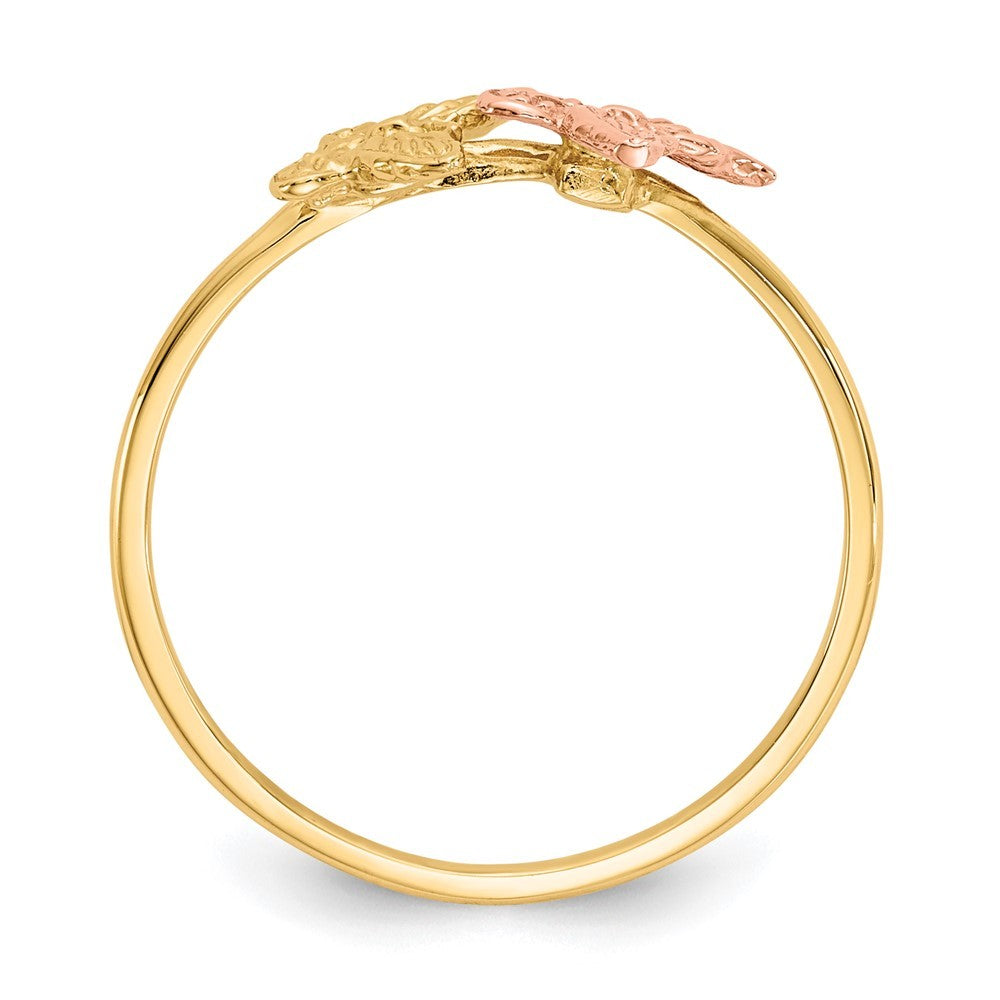 14K Two-tone Gold Polished Butterfly Ring