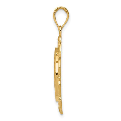 14k Yellow Gold Polished / Satin Saint Michael Medal Pendant