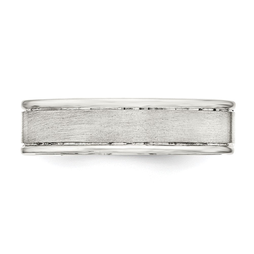Sterling Silver 6mm Brushed Flat Grooved Fancy Band Ring Size 13.5