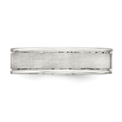 Sterling Silver 6mm Brushed Flat Grooved Fancy Band Ring Size 13.5