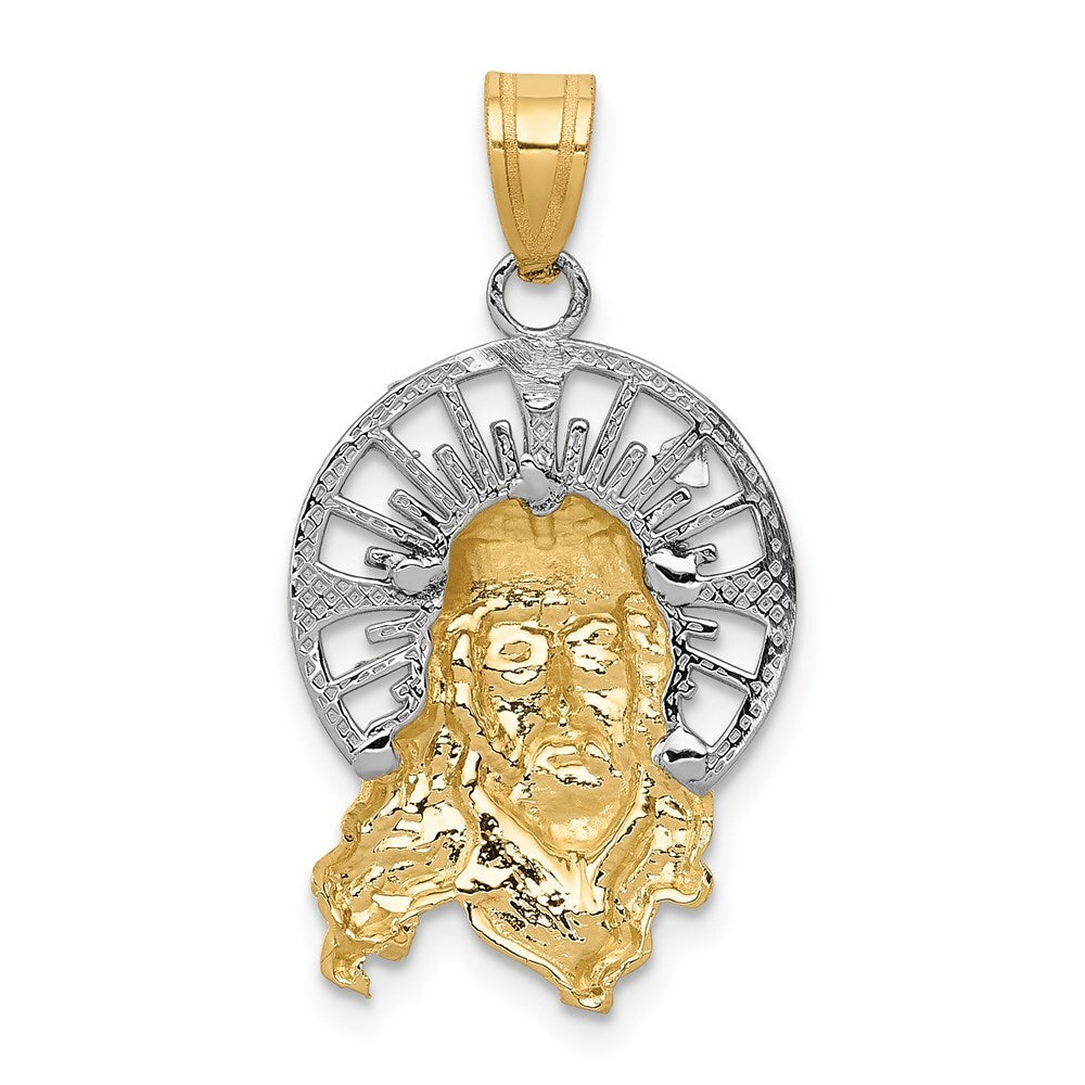 14k Tri-Color Gold Tri-color Diamond-cut Christ Charm Pendant for Women
