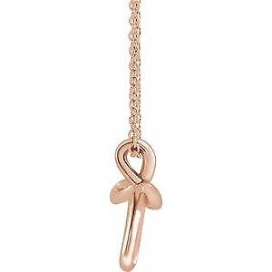 14k Rose Gold 13.35x10.42 mm Cross Pendant Necklace 15"