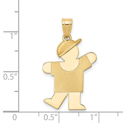 14k Yellow Gold Solid Engravable Boy with Hat on Left Charm