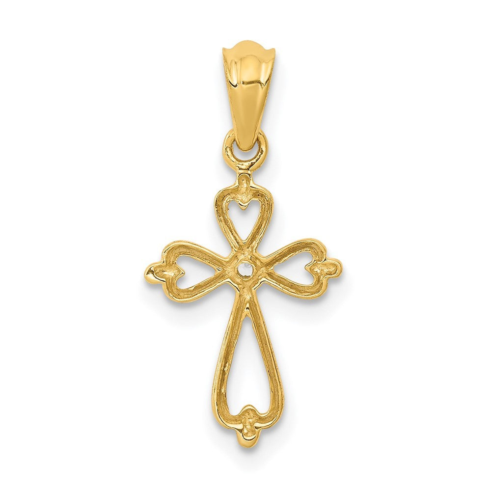 14k Yellow Gold Diamond Accented Cross Pendant
