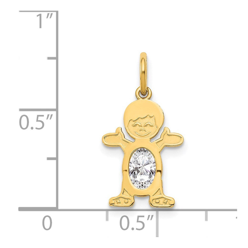 14k Yellow Gold Boy 6x4 Oval Genuine White Topaz-April Pendant for Women