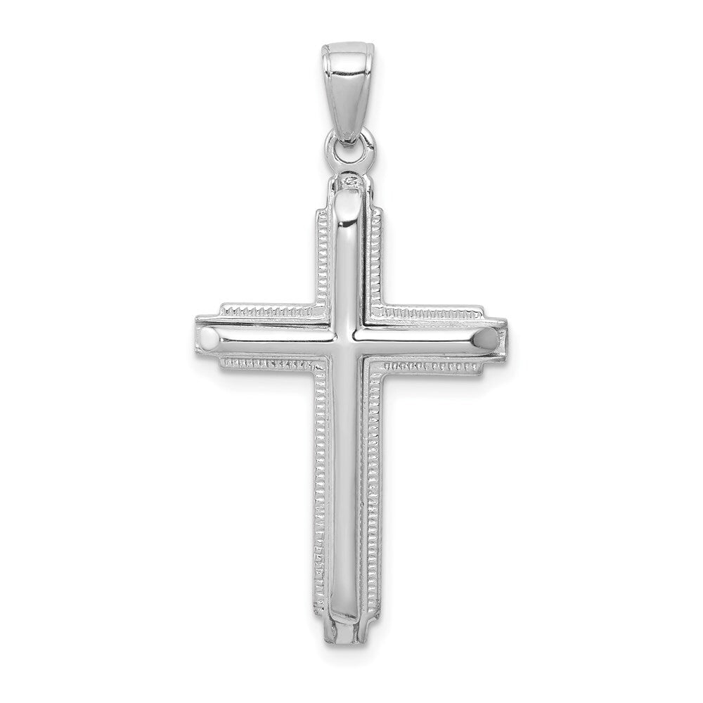 14k White Gold Polished Cross Pendant for Women