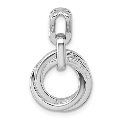 Sterling Silver Rhodium-plated Cubic Zirconia Circle Twist Pendant