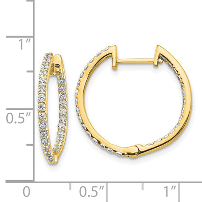 14k Yellow Gold Diamond In/Out Hinged Hoop Earrings