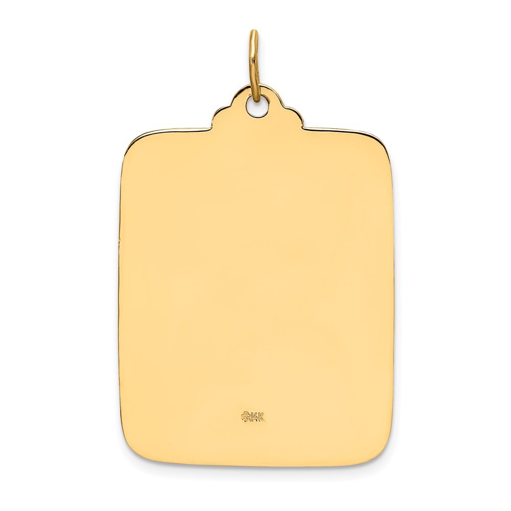14k Yellow Gold Solid Polished Satin Large Rectangle St. Christopher Medal