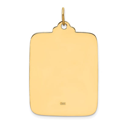 14k Yellow Gold Solid Polished Satin Large Rectangle St. Christopher Medal