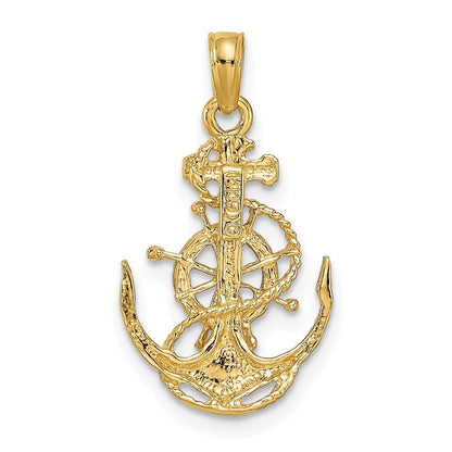 14k Yellow Gold Small Anchor Wheel Pendant for Women