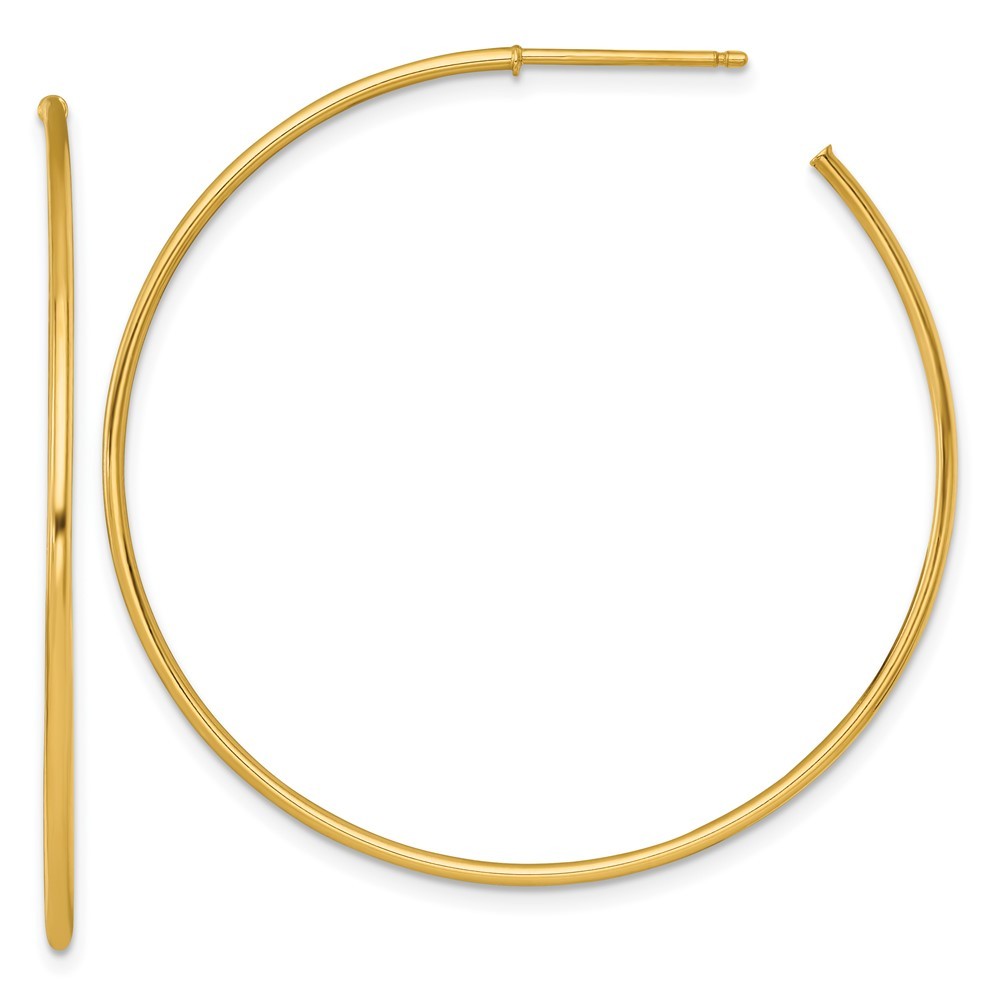 14k Yellow Gold Polished 1.2 x 45mm Solid C-Hoop Earrings