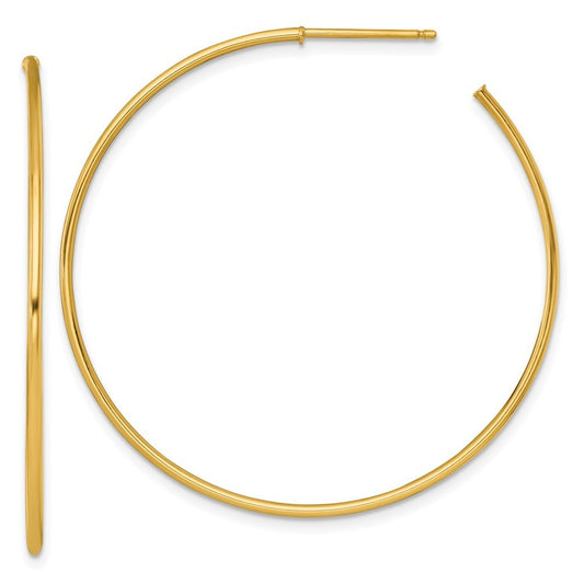 14k Yellow Gold Polished 1.2 x 45mm Solid C-Hoop Earrings