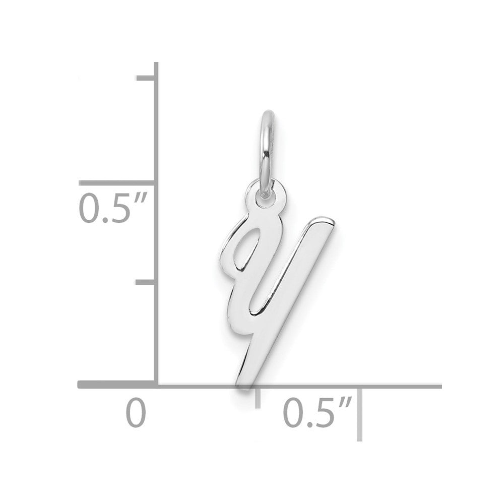 14k White Gold Small Script Letter Y Initial Charm Pendant