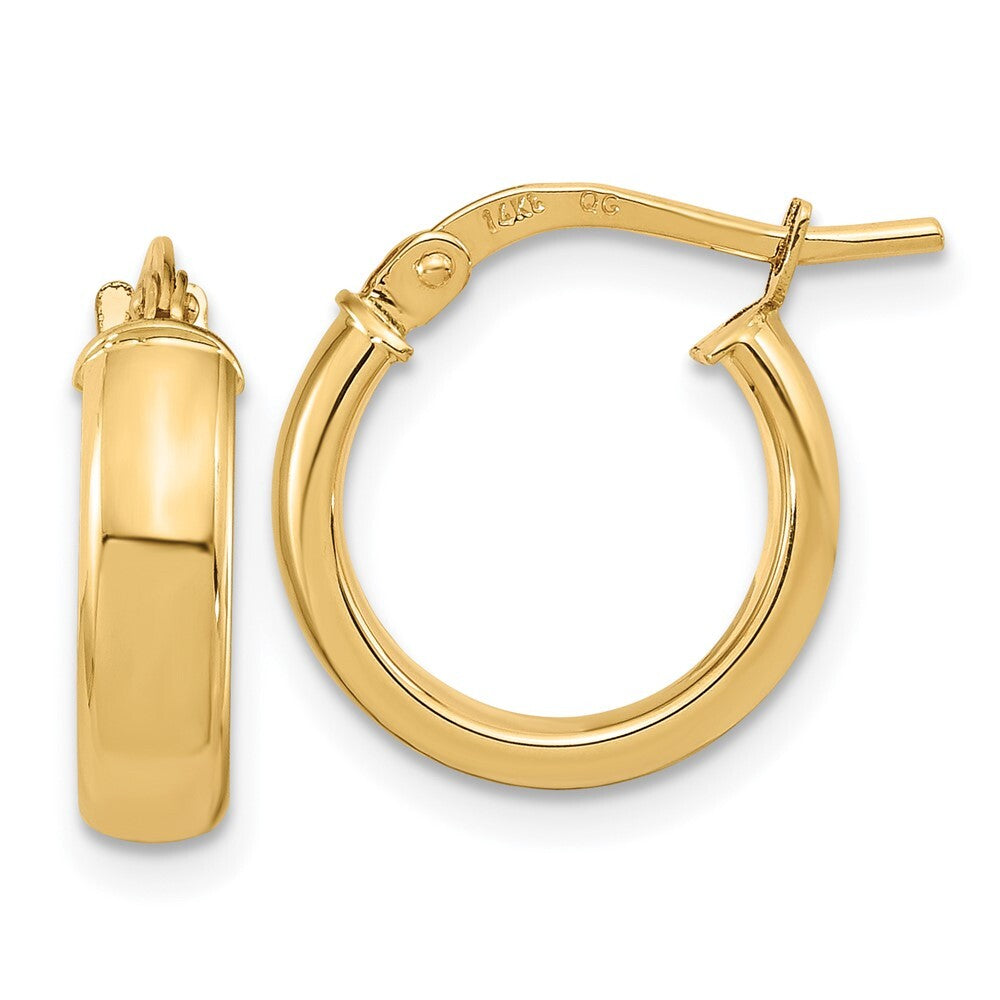 14k Yellow Gold Polished 3.7mm Hoop Earrings Gift for Women