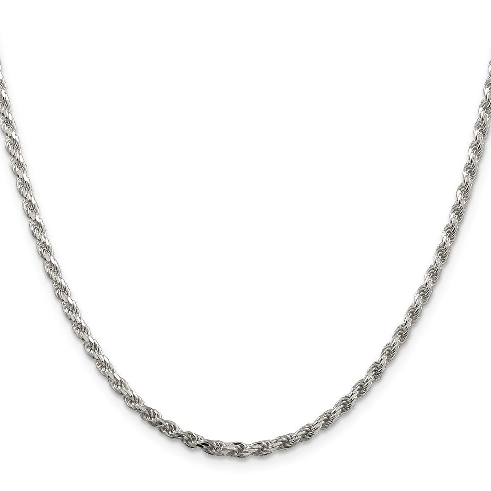 Sterling Silver 2.75mm Diamond-cut Rope Chain Necklace w/4in ext.
