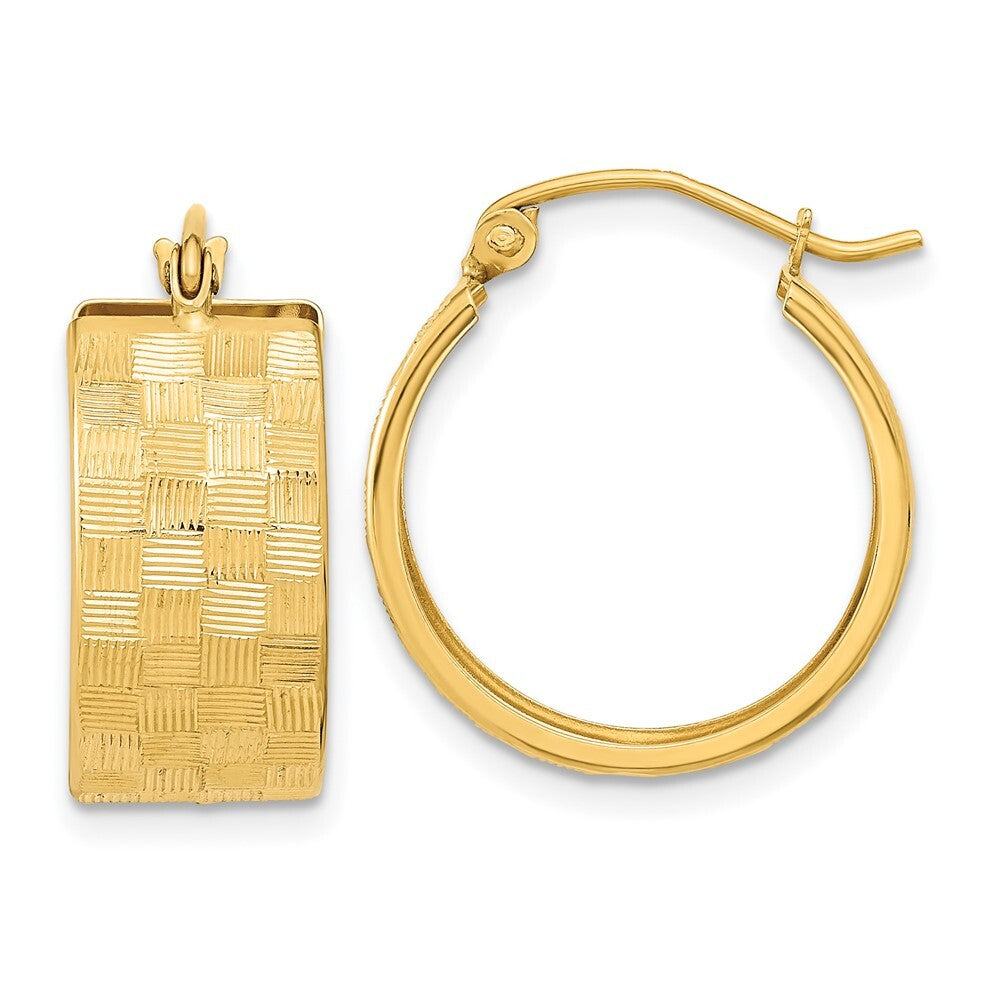 14k Yellow Gold Diamond-cut Hoop Earrings Gift for Women