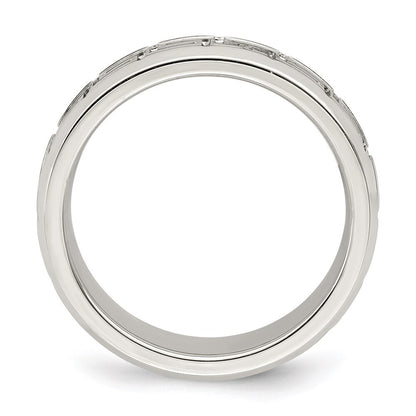Sterling Silver 6mm Polished Flat Greek Key Beveled Edge Band Ring Size 12