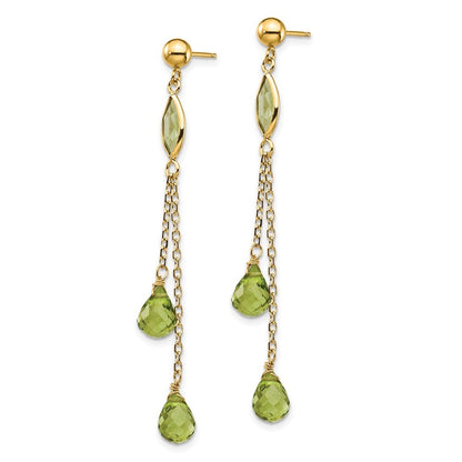 14k Yellow Gold Peridot Dangle Earrings