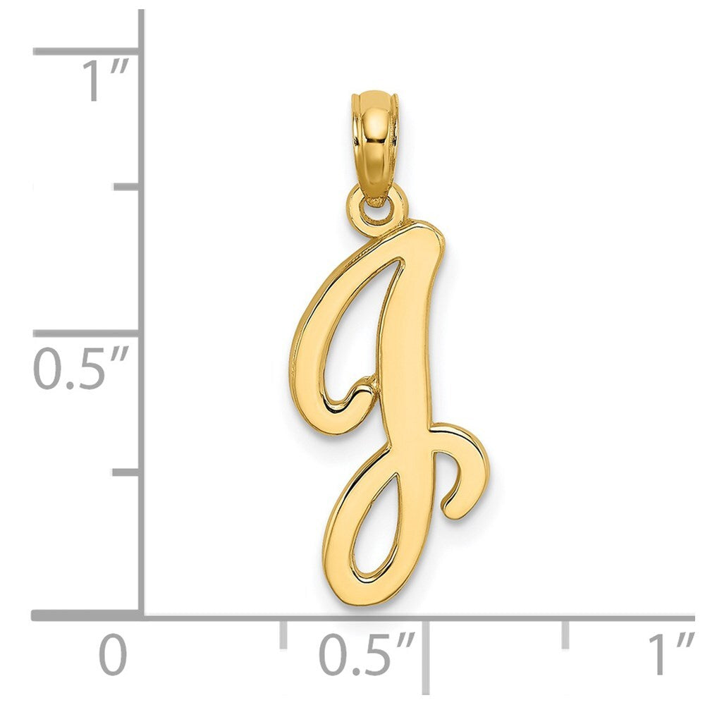 14k Yellow Gold Script Letter J Initial Pendant for Women