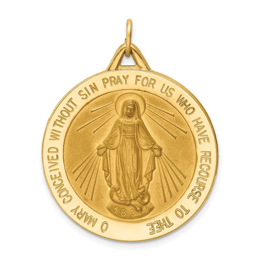 14k Yellow Gold Miraculous Medal Pendant