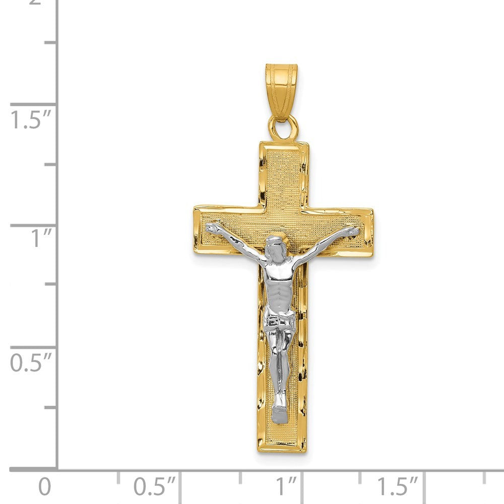 14K Two-Tone Gold Diamond-cut Crucifix Pendant