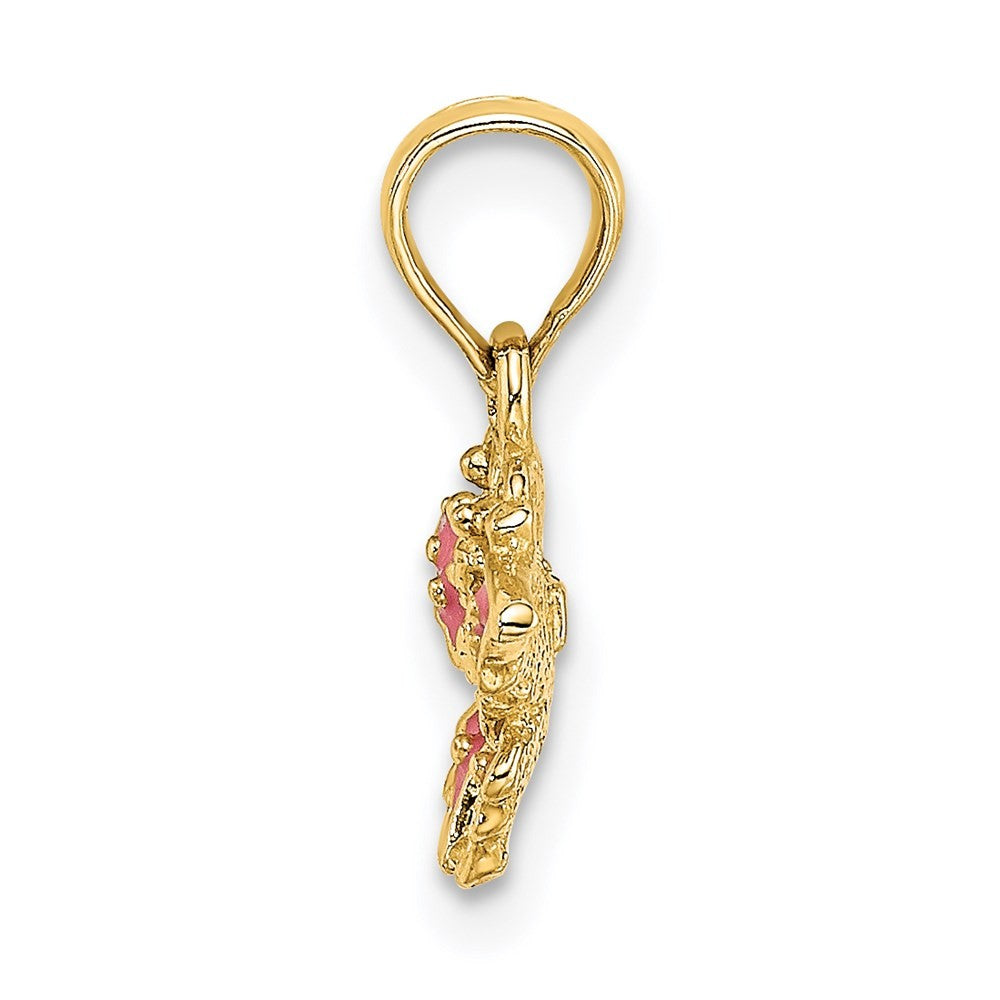 14k Yellow Gold Enameled Mini Pink Butterfly Charm