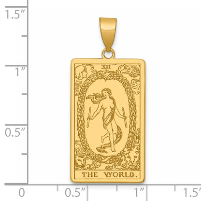 14k Yellow Gold The World Tarot Card Pendant for Women
