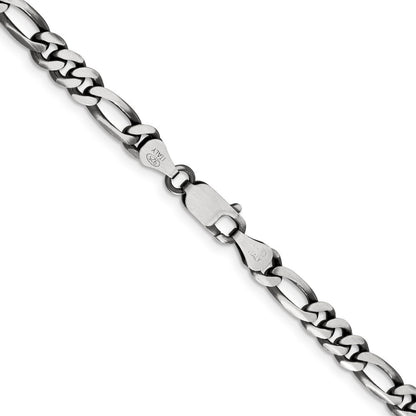 Sterling Silver Antiqued 5.5mm Figaro Chain