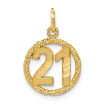 14k Yellow Gold #21 in A Circle Pendant for Women