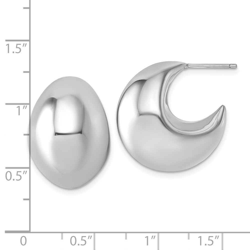 Sterling Silver Rhodium-plated Polished Hollow Fancy Puffed J-Hoop Earrings